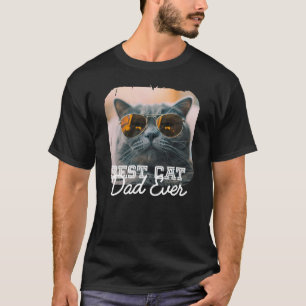 最高の猫パパ モダンなカスタムペット写真 Tシャツ