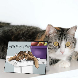 最高の猫パパ 愛らしいタビー猫 父の日 グリーン サンキューカード