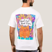 最高の猫パパ 水彩 猫好き Tシャツ (裏面)