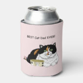 最高の猫パパ 贅沢な三色猫 父の日のピンク 缶クーラー (缶正面)