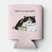 最高の猫パパ 贅沢な三色猫 父の日のピンク 缶クーラー (裏面)