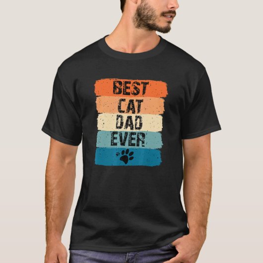 最高の猫パパ Men's Best Cat Dad Ever 猫 Tシャツ (正面)
