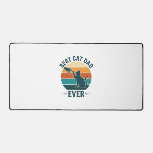 最高の猫パパ Tシャツ ビンテージ風デザイン_1 デスクマット