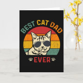 最高の猫パパTシャツ 面白い猫のパパ 父の日 カード (黄色い花)