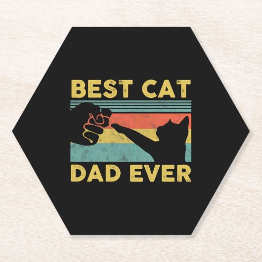 最高の猫パパTシャツ 面白い猫のパパ  父の日 ペーパーコースター (正面)