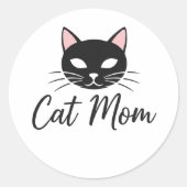 最高の猫ママです 可愛い・面白い 猫好きステッカー ラウンドシール (正面)