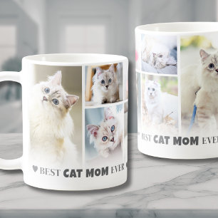 最高の猫ママ8枚フォトコラージュ コーヒーマグカップ