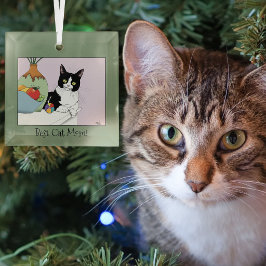 最高の猫ママ かわいいタキシード猫 母の日 ガラスオーナメント