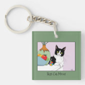 最高の猫ママ かわいいタキシード猫 母の日 キーホルダー (正面)