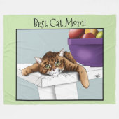最高の猫ママ スウィート タビー猫 母の日 緑 フリースブランケット (正面(横))
