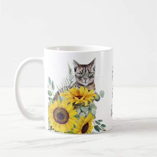 最高の猫ママ タンポポ 花 コーヒーマグカップ (左)