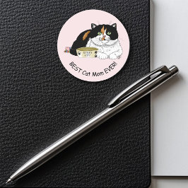 最高の猫ママ 特別な三色猫 母の日 ピンク ラウンドシール