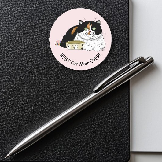 最高の猫ママ 特別な三色猫 母の日 ピンク ラウンドシール