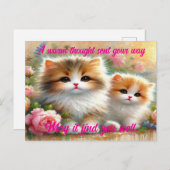 最高の猫好き用Wishesはがき ポストカード (正面/裏面)