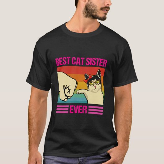 最高の猫姉妹、面白い猫好きの女性用シャツ Tシャツ (正面)