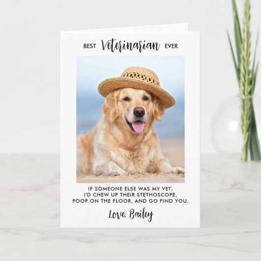 最高の獣医さんへの感謝を込めたペットの写真 サンキューカード (正面)