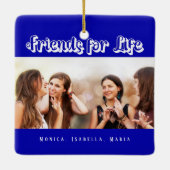 最高の王室の友達の青い白写真名 セラミックオーナメント (裏面)