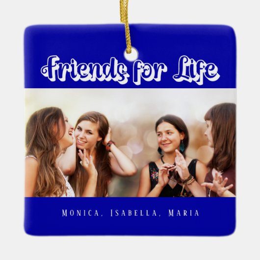 最高の王室の友達の青い白写真名 セラミックオーナメント (正面)