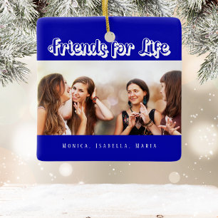 最高の王室の友達の青い白写真名 セラミックオーナメント
