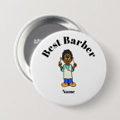 最高の理容師ボタン – 黒理容師 缶バッジ (正面&裏面)