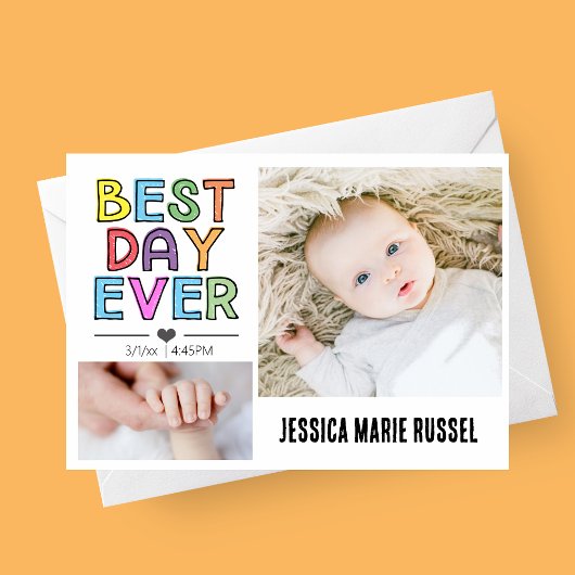 最高の生日カラフル発表カード 案内状