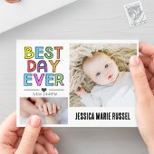 最高の生日カラフル発表カード 案内状