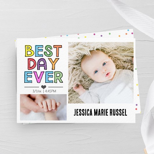 最高の生日カラフル発表カード 案内状