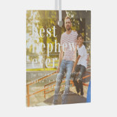 最高の甥 |引用文と写真ギフト ガラスオーナメント (正面右)