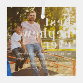 最高の甥 |引用文と写真ギフト ガラスオーナメント (裏面)