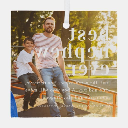 最高の甥 |引用文と写真ギフト ガラスオーナメント