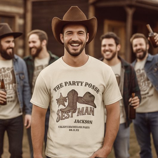 最高の男の子パーティーポッセカウボーイ独身パーティー Tシャツ