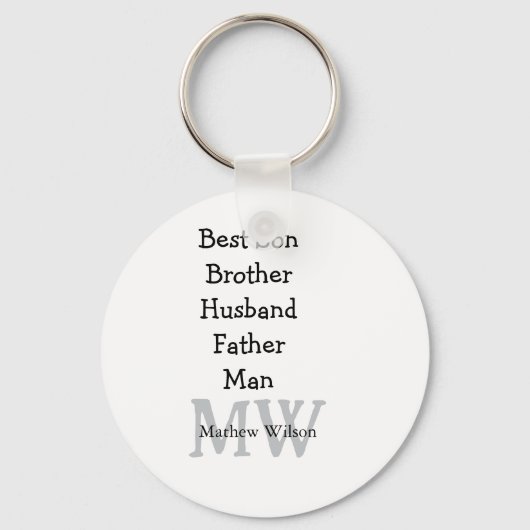 最高の男の子夫パパ名を追加するテキストの引用 キーホルダー (正面)