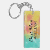 最高の男の芸術的な水彩画 キーホルダー (正面左)