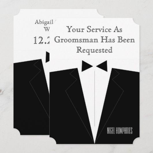 最高の男友達または介添人の招待状 招待状 (正面/裏面)