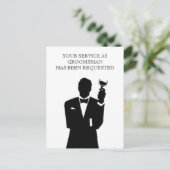 最高の男友達または介添人へのポストカード招待状 インビテーションポストカード (スタンド正面)