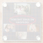 最高の白フォント4枚の写真プレイド背景 ガラスコースター (裏面)