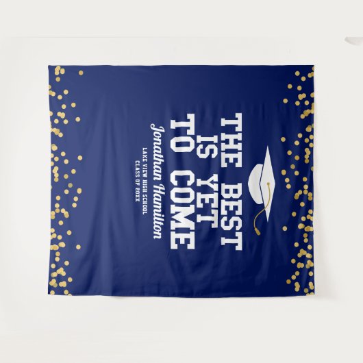 最高の瞬間はこれから 青い卒業パーティーの背景 タペストリー (正面(横))