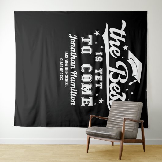 最高の瞬間はこれから 黒い卒業パーティーの背景 タペストリー (インサイチュ(横))