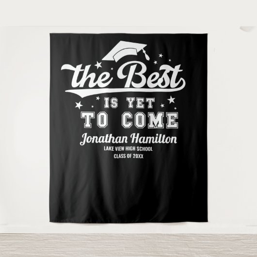最高の瞬間はこれから 黒い卒業パーティーの背景 タペストリー (正面)
