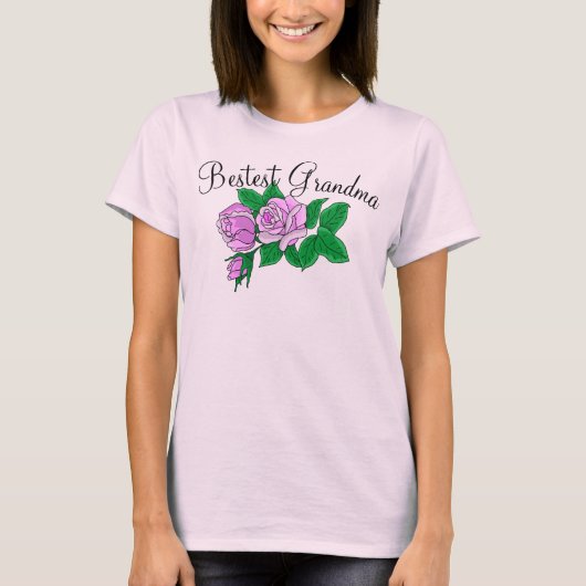 最高の祖母とバラのTシャツ Tシャツ (正面)