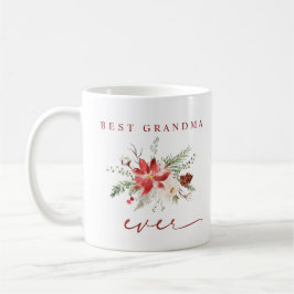 最高の祖母へ ポインセチアのクリスマスフラワー コーヒーマグカップ