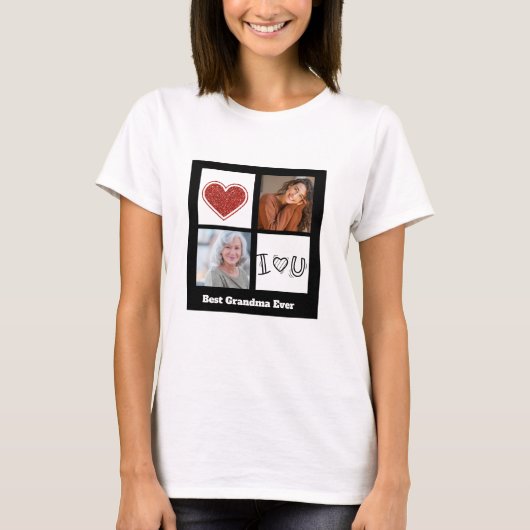 最高の祖母フォトコラージュハート Tシャツ (正面)