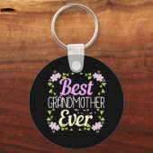 最高の祖母 – ピンクフローラ キーホルダー (正面)