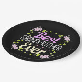 最高の祖母 – ピンクフローラ ペーパープレート (アングル)