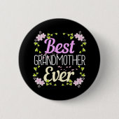 最高の祖母 – ピンクフローラ 缶バッジ (正面)