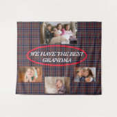 最高の祖母 ライフスタイル レッド ブルー プライド タータン背景 タペストリー (正面(横))