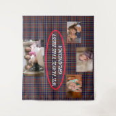 最高の祖母 ライフスタイル レッド ブルー プライド タータン背景 タペストリー (正面)