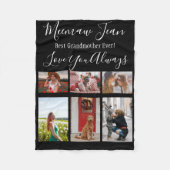 最高の祖母Ever 6 Photo Collage White Black フリースブランケット (正面)