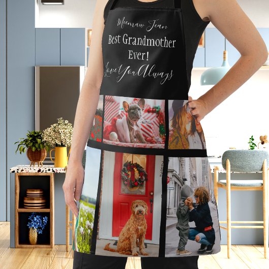 最高の祖母Ever 6 Photo Collage White Script エプロン