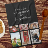 最高の祖母Ever 6 Photo Collage White Script キッチンタオル